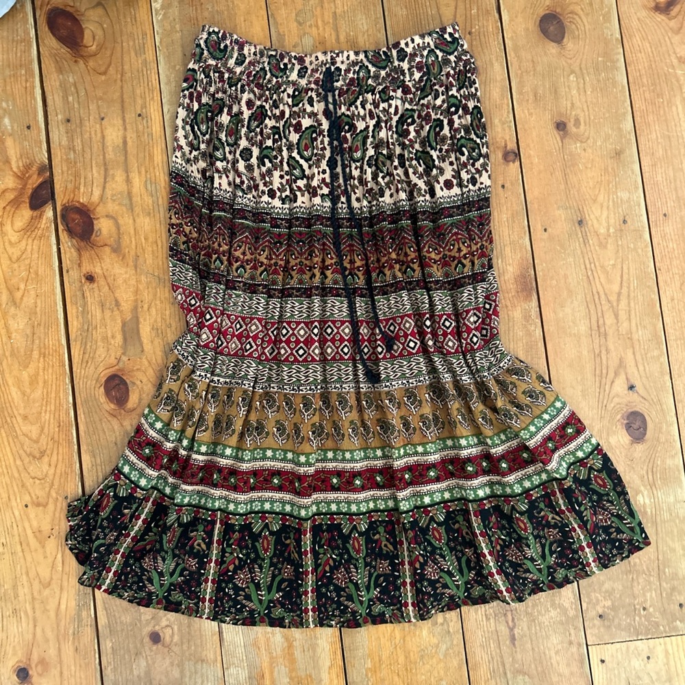 Bohemian Multicolor Midi Skirt